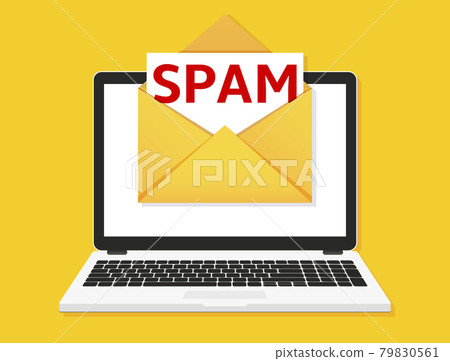 Spam email message on screen in laptop 79830561