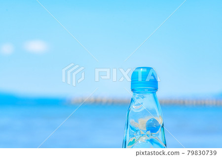 Blue sky and ramune bottle 79830739
