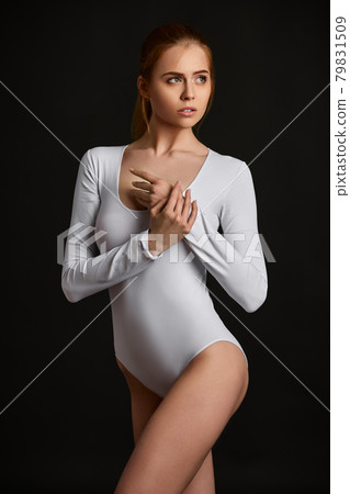 portrait of beautiful slim blonde woman with perfect body 79831509
