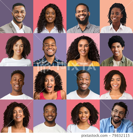 Males and females avatars, smiling millennial multiethnic men and women 79832115