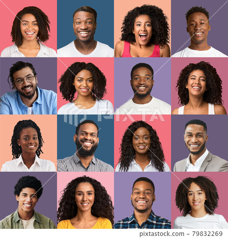 Smiling men and women ethnic minorities, set of portraits 79832269