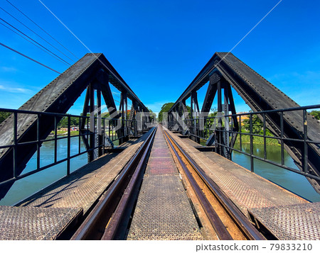 Bridge of the river kwai in Kanchanaburi, Thailand 79833210