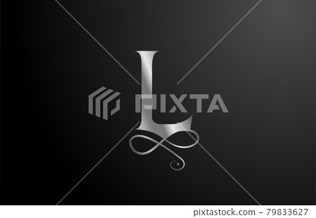grey L elegant monogram alphabet letter icon logo design. Vintage corporate brading for luxury products and company 79833627