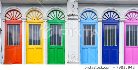 Phuket old town with Building Sino Portuguese architecture at Phuket Old Town area Phuket, Thailand. 79833948