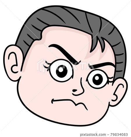 angry faced boy head, doodle icon drawing 79834083