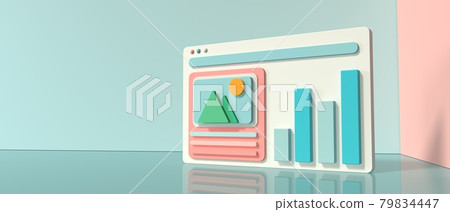 Interface of computer screen - 3D render 79834447