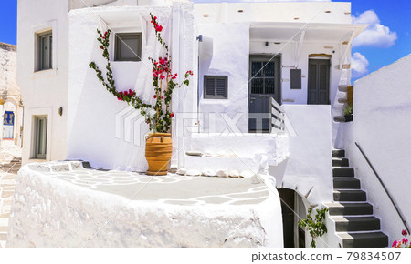 Greece, Cyclades. Beautiful Lefkes traditional greek village in Paros island. 79834507