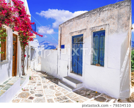 Greece, Cyclades. Beautiful Lefkes traditional greek village in Paros island. 79834510