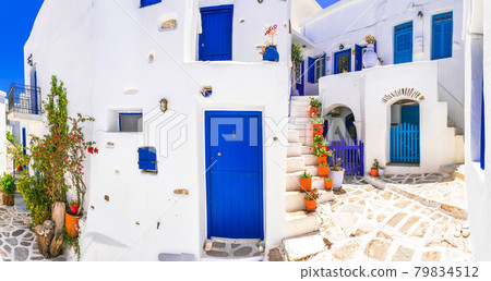 Greece, Cyclades. Beautiful Lefkes traditional greek village in Paros island. 79834512