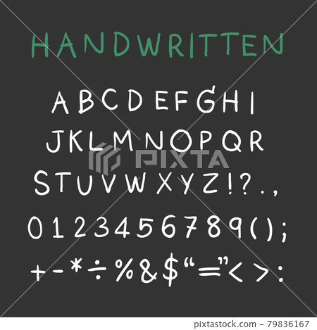 Handwritten alphabet, Capital Letters with Symbols. Vector for design. 79836167