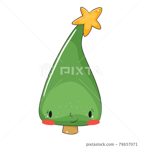 Cute christmas tree in doodle style. Vector illustration. 79837071