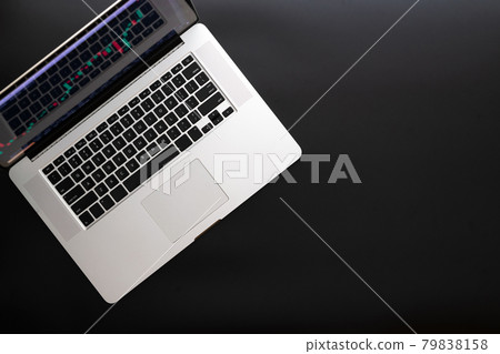 Online success. Finance application for sell, buy and analysis profit dividend statistics. Investment business technology app on digital screen. Data analysis background. 79838158