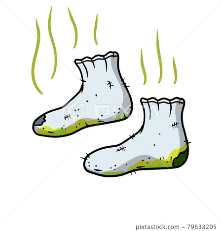 Dirty sock. Smelly feet. Sloppy clothes. Stinky toe. Grey Object for washing Dirty sock. Smelly feet. Sloppy clothes. Stinky toe. Grey Object for washing 79838205