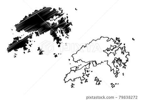 New Territories region (Hong Kong Special Administrative Region of the People's Republic of China, Hong Kong SAR) map vector illustration, scribble sketch New Territories map.... 79838272