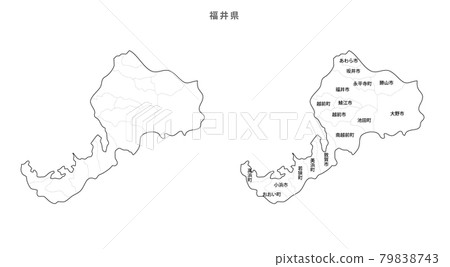 Blank Map-Japan-Entering Districts, Towns and Villages-Fukui Prefecture 79838743