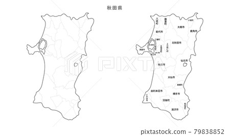 Blank Map-Japan-Entering Districts, Towns and Villages_Akita Prefecture 79838852