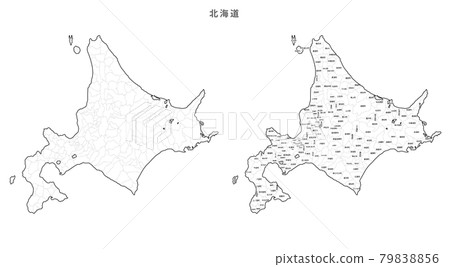 空白地圖-日本入境地區、城鎮和村莊_北海道 79838856