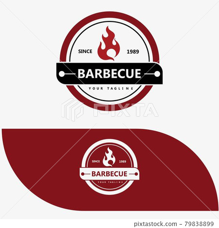 Retro Vintage Barbecue Grill, BBQ, Steak Emblem Label Logo 79838899