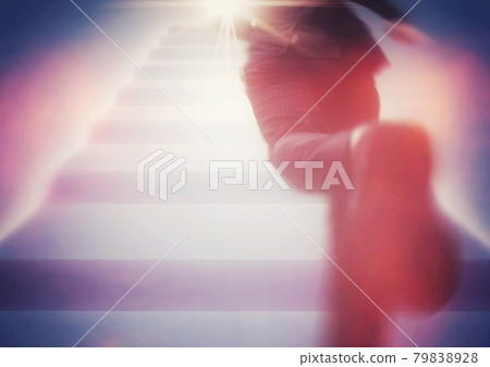 A businessman running up the stairs to success 79838928