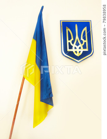 Official flag and coat of arms of the Ukraine Official flag and coat of arms of the Ukraine 79838958