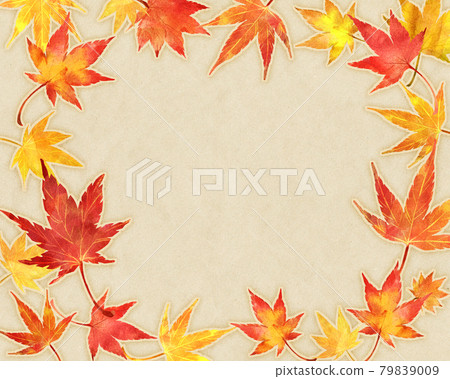 Autumn leaves watercolor hand drawn illustration frame Autumn leaves watercolor hand drawn illustration frame 79839009