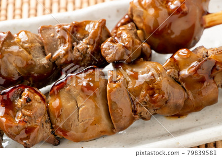 Yakitori. Grilled liver (chicken liver). Yakitori. Grilled liver (chicken liver). 79839581