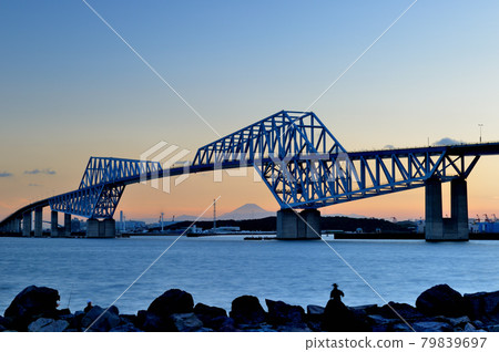 富士山和東京門大橋的夜景 79839697