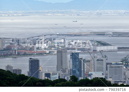 Kobe city area seen from Rokko mountain range Myogo rock Kobe city area seen from Rokko mountain range Myogo rock 79839716