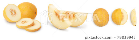 Melon isolated on white background with full depth of field. Set or collection Melon isolated on white background with full depth of field. Set or collection 79839945