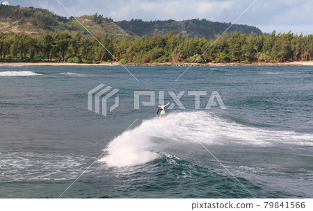 People surfing in the Hawaiian ocean People surfing in the Hawaiian ocean 79841566