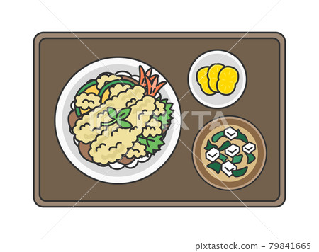 Illustration of a set meal of Tendon Illustration of a set meal of Tendon 79841665