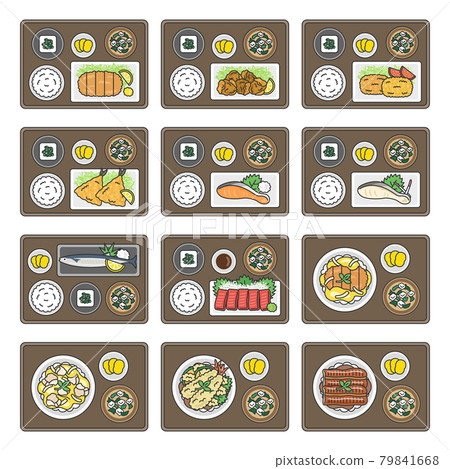 Japanese set meal illustration set 79841668