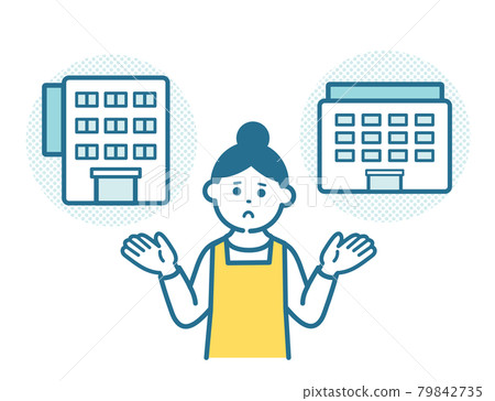 A woman who is at a loss when choosing a company 79842735