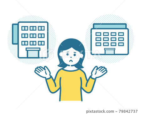 A woman who is at a loss when choosing a company 79842737