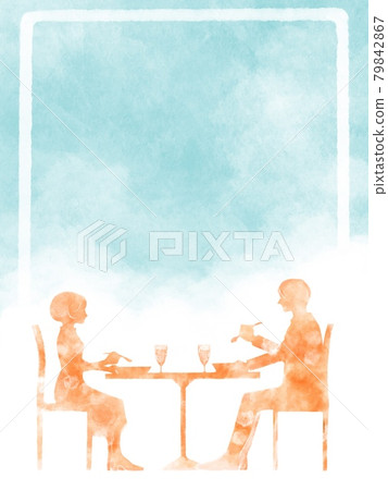 男女吃飯/背景 79842867