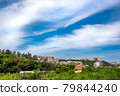 Landscape of the blue sky spreading over the hill 79844240