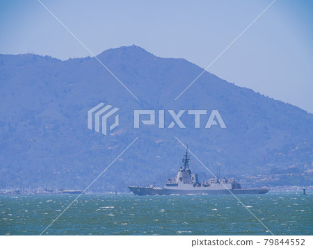 Sunny view of a military ship in San Francisco Bay Sunny view of a military ship in San Francisco Bay 79844552