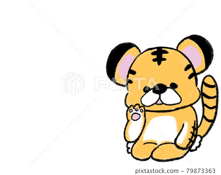 新年賀卡可愛老虎手繪插畫 新年賀卡可愛老虎手繪插畫 79873363