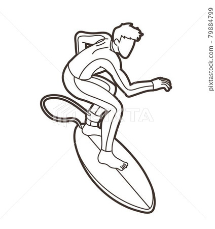 Man Surfer Surfing Sport Action Cartoon Graphic Vector  79884799