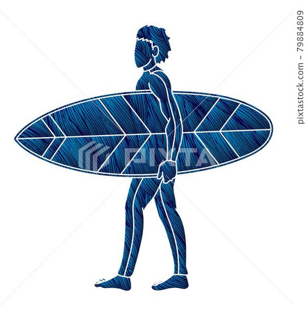 Man Surfer Surfing Sport Action Cartoon Graphic Vector  79884809
