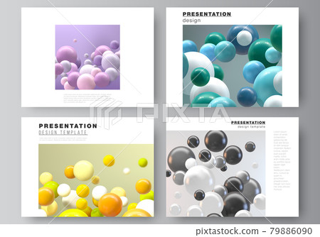 Vector layout of presentation slides design templates, multipurpose template for presentation brochure, business report. Abstract futuristic background with colorful 3d spheres, glossy bubbles, balls. Vector layout of presentation slides design templates, multipurpose template for presentation brochure, business report. Abstract futuristic background with colorful 3d spheres, glossy bubbles, balls. 79886090