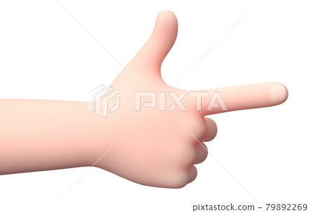Pointing Hand. 3D Cartoon Character. Isolated on White 79892269