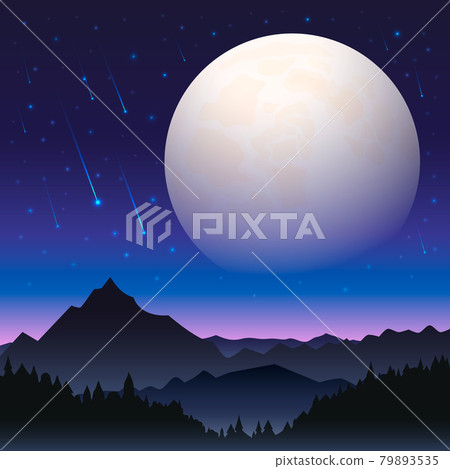starfall at night against the background of mountains and hills starfall at night against the background of mountains and hills 79893535