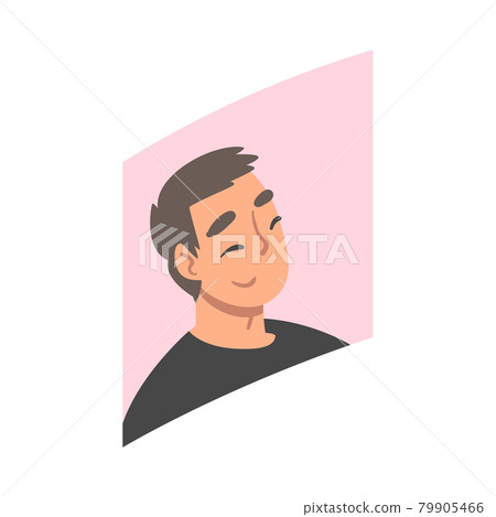 Videoconference and Web Meeting with Bearded Man Character Engaged in Online Communication in Real Time Vector Illustration 79905466