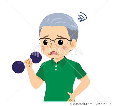 White-haired man in short sleeves 79906407