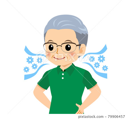 White-haired man in short sleeves 79906457