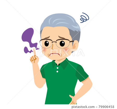 White-haired man in short sleeves 79906458