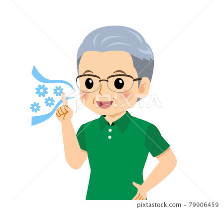 White-haired man in short sleeves 79906459