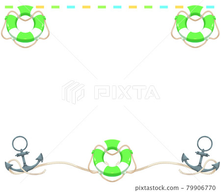 Floating ring, anchor and rope frame green ver - Stock Illustration ...