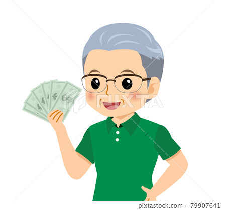 White-haired man in short sleeves 79907641